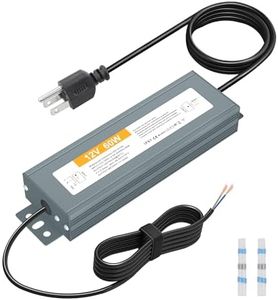 Arkare LED Driver 12V 60 Watts LED Power Supply Waterproof IP68 AC 110-240V to 12V DC 5A Low Voltage Transformer Ultra Thin Adapter 12 Volt Power Supply with Plug for LED Lights Surveillance Cameras