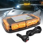 2 Year Warranty-OPPBUY Amber LED Rooftop Strobe Light for Truck,16 Flashing Modes Emergency Warning Harzard Light with Strong Magnetic Base,Waterproof LED Beacon Strobe Light for Trucks Snowplow