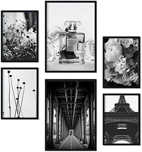 Nacnic - 6 poster di Parigi in bianco e nero - Stampa fotografica minimalista ed elegante - Poster decorativi moderni - A3 e A4. Non incorniciato