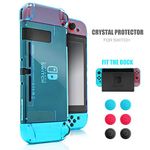 Dockable Case for Nintendo Switch, Protective Case for Nintendo Switch with a Tempered Glass Screen Protector and 6 Joy Stick Covers, Fit into the Dock Station - Blue