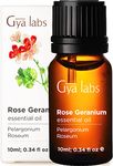 Gya Labs Rose Geranium Essential Oil for Skin - Geranium Oil for Diffuser - Rose Geranium Essential Oil for Aromatherapy, Self-Care & Candle Making - Freshly Floral Scent - 100% Natural (10ml)