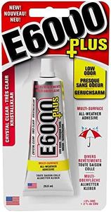 E6000 Eclectic Products inc. Plus Multi-purpose Clear Glue, Waterproof and Paintable, Strong Flexible Craft Adhesive for Wood, Glass, Fabric, Ceramic, Metal and More, 26.6ml