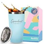 New Grandma Gifts - Grandma Est. 2024 Grandma Tumbler with Lid, Grandma Mug Gifts for Grandma To Be - Gifts for New Grandma, Mothers Day Gifts for First Time Grandma Birthday Gifts Ideas 16 oz Seaside