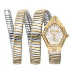 Just Cavalli Women Watch, Rose Gold Color Case, Silver Dial, Two Tone Silver & Rose Gold Color Metal Bracelet, 2 Hands, 3 ATM (Two Tone Silver & Gold Color)