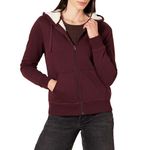 Amazon Essentials Women's Sherpa-Lined Fleece Full-Zip Hooded Jacket (Available in Plus Sizes), Burgundy, M