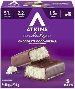 Atkins Endulge Chocolate Coconut Bars | Keto Friendly | 5 x 40g Low Carb Coconut Bars | Low Carb, Low Sugar, High Fibre | 5 Bar Pack