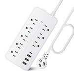 Lostrain Power Bar, Flat Plug Power Strip with 8 AC Outlets and 4 USB Ports(1 Type C) Surge Protector 2700 Joules 4ft Extension Cord Indoor for Home, Office,Dorm Essential