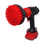 Kornely™ Premium Drill Brush - Stiff, Red, 13 cm. Professional Power Scrubber. Doesn't Scratch Surfaces. Suitable for Garage, Brick, Outdoor Tiles, Stone, Fireplace, Rust Removal, Car Rims Cleaning