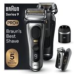 Braun Series 9 Electric Shaver for Men, 4+1 ProHead with ProLift Precision Trimmer, Wet & Dry Electric Razor for Men, Charging PowerCase, Gifts for 9477cc, Silver Razor, Rated Which Best On Test