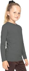 Girl's Long Sleeve Crew Neck Top Charcoal Gray Small