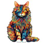 Wooden Puzzles for Adults, 300pcs Maine Cat Wooden Jigsaw Puzzles for Adults, Unique Animal Shape Puzzles with Box, 42x33.6cm Wooden Puzzle for Family Game and Birthday Gifts