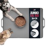 Tuff Pupper 90x60 cm Waterproof Dog Food Mat | Pet Feeding Mat | Cat & Dog Feeding Mat | Dog Bowl Placemat | Holds Food & Water Mess from Floor | Non Slip Silicone Base | Dishwasher Safe Cat Food Tray