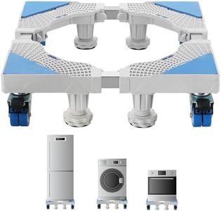 MAOPINER Multi-functional Washing Machine Stand Adjustable Base Mobile Roller with 4×2 Locking Rubber Swivel Wheels and 4 Strong Feet for Washing Machine, Dryer and Refrigerator 8 Wheels (White)