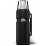 Thermos Stainless King 1.2L Multi-Purpose Thermos Flask - Original-Style Flask can be used as Travel Mug or Insulated Water Bottle for Daily Commute & Weekend Adventures – Matt Black, 5-Year Warranty