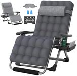 ZENPETIO Oversized Zero Gravity Chair, 33In XXL Zero Gravity Recliner Lounge Chair, Anti Gravity Chair for Indoor and Outdoor, Reclining Camping Chair for Lawn and Patio w/Cushion and Footrest, 500LBS