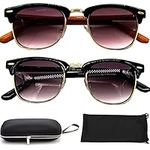 F9 2 Pack- Nearsighted Shortsighted Myopia Distance Sunglasses for Men Women Unisex Driving Eyeglasses + Free Hard Case Storage