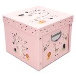 GroWings | Baby Keepsake Box, Baby Memory Box | Large Pink Keepsake Gifts Box for Newborn Baby Girl | Strong, Durable & Collapsible Memory Storage Box