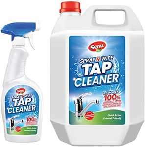 Senu Spray 'N' Wipe Tap Cleaner for Bathroom, Kitchen, Shower, Sink, Faucet and Removes Limescale and Hard Water Spot, Soap Scum, Water Stains, Rust and Oxidation and Scaling, QTY: 5000ML + 600ml