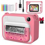 Uleway Instant Print Camera for Kids 1080P HD Video Recorder Creative Birthday Gifts for 3-12 Year Old Boys Girls Children Digital Camera 2.4 Inch Screen 32GB TF Card Giving (Pink)