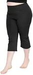 Women's Plus Size Capri Yoga Pants Black 4X