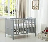 mcc direct Cot Bed Wooden Baby Cot Toddler Bed Premier Aloe Vera Water Repellent Mattress Orlando (Grey)