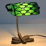 Uziqueif Bankers Lamp green,Tiffany Style Lamp, Stained Glass Lamp, Retro Classic Table Lamp, Desk Lamps for Study