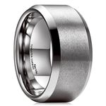 King Will Basic 10mm Tungsten Carbide Ring for Men Matte Polished Wedding Engagement Band Comfort Fit 10