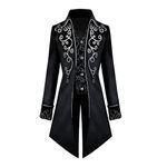 TSIRNK Steampunk Costume Men,Halloween Costumes for Men,Men's Steampunk Vintage Tailcoat (Black, L)