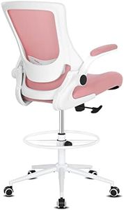 Misolant Drafting Chair, Tall Office Chair for Standing Desk, Pink Office Chair Ergonomic Chair with Height Adjustable Lumbar Support and Footrest, Tall Desk Chair Home Office Chair, 400lbs