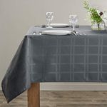 Home Beyond & HB design - Jacquard Plaid Rectangular Polyester Tablecloth, Wrinkle Resistant Waterproof Spillproof Table Cover Protector (60 x 120 Inch, Drak Grey)