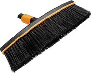 Fiskars Street Broom, Broom Head, Width: 38 cm, Plastic Bristles, Black/Orange, QuikFit, 1001416