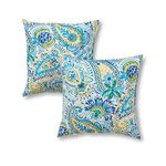 Greendale Home Fashions 17" Outdoor Accent Pillows, Set of Two in Painted Paisley, Baltic