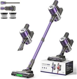 Cordless Vacuum Cleaner,Vacuum Cleaner for Home with Brushless Motor,Lightweight Stick Vacuum with Self-Standing and Touch Screen,Hardwood Floor Vacuum for Pet Hair,Carpets,Tile(Wisteria Purple)