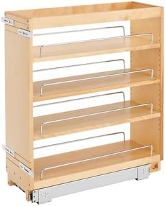 Rev-A-Shelf 8" Pullout Kitchen Cabinet Storage Organizer Slide Out Pantry Spice Rack with Adjustable Shelves for 8.5" W Cabinet Opening, 448-BC-8C