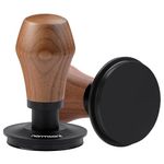 Normcore 58.5mm Espresso Coffee Tamper V4.1 Upgraded, Spring Loaded Tamper With Titanium PVD Coating Flat Base, Genuine American Walnut Handle