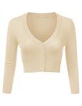 Totatuit Women's Cropped Cardigan V Neck Button Down Knitted Shrug Long Sleeve Open Front Jumper Light Green Cardigans,S