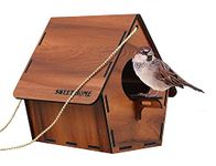 BYRM Bird House for Balcony and Garden Hanging for Sparrow, Hummingbird, Kingfisher Bird Nest for Balcony Made with Water Resistant Wooden MDF Sheet with Hanging and Wall Patch (Wooden) (1 Piece)