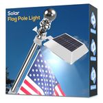 Solar Flag Pole Light, Bright White 6000k Flagpole Light Upgrade Solar Powered for 5ft 6ft Flag Pole,Waterproof Outdoor Dusk to Dawn Led Solar Lights,Outside House Garden Yard American Flags Decor