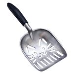 LLMSIX Cat Litter Scoop Durable Cat Litter Sifter Aluminum Alloy Non-Stick Cat Litter Shovel Large Cat Litter Sifter with Long Rubber Handle Deep Shovel Kitten Pooper Lifter Easy Cleaning