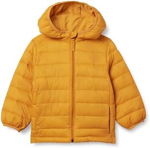 Amazon Essentials Toddler Boys' Lightweight Water-Resistant Packable Hooded Puffer Coat, Golden Yellow, 4T