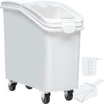 YITAHOME 27 Gallon Ingredient Bin, Commercial Food Container with 625 Cups, Large Flour Storage Container Bin with 360° Wheels, Scoop and Lid for Kitchen, White