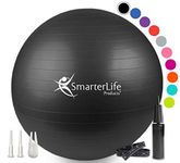 Exercise Ball for Yoga, Pilates, Therapy, Balance, Stability, Posture Support, Desk Chair and Birthing | Anti Burst, Non Slip Design | Workout Guide + eBook | Multiple Sizes (Black, 75 cm)