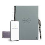 ROCKETBOOK Reusable Digital Notebook - Smart Notepad A5 Grey - Spiral Note Book To Do List Pad, Lined Paper with Frixion Erasable Pen and Wipe, Office Gadget App, Reduce Paper Waste