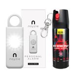 Noyzie Self Defence Spray & Personal Alarm UK Legal Pepper Spray Alternative with UV Marking & Keychain - Criminal Identifier Spray for Personal Protection & LOUD 125db Personal Safety Alarm (White)