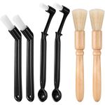 6 Pieces Coffee Machine Cleaning Brush Set Machine Cleaning Brush Tool with Spoon, Coffee Grinder Cleaning Brush, Wood Handle and Soft Bristles Wood Brush for Coffee Machine Group Head