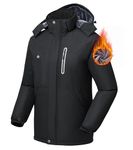 MoFiz Men Outdoor Hooded Winter Coat Snow Ski Jacket Fleece Lined Insulated Windbreaker Parka Coat Black2XL