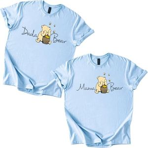Mama Bear Tee T-Shirt Shirt Honey Bear Mom Gift Unisex Family Matching Top, Light Blue, 5X-Large