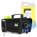 Fuzzix F503L Fog Machine with Lights - 500W RGB Disco Party Smoke Machine Package, Wireless Remote Control & 5L Yellow Smoke Fluid for Halloween, House Parties & Events