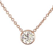 Carbon Atelier IGI Certified 1/2 Carat Brilliant Cut Lab Grown Diamond Round Solitaire Pendant Necklace for Women in 14k Rose Gold (G-H, VS1-VS2, cttw) on 18 Inch Long Chain with Lobster Claw, 0.50 Carats, Metal, white-diamond