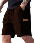 SMOWKLY Authentics Classic Men's Ribbed Polycotton Relaxed Fit Cargo Stretch Shorts || Half Pant with Drawstring & 4 Pockets || Lightweight & Quick Dry (1668_BRN_3XL) Brown